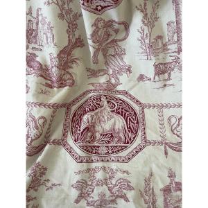 First Pair Of Curtains With A Directoire-style Print, Lined With Blackout Fabric