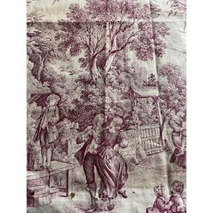 Toile imprimée française, fin du XVIIIᵉ siècle – Décor de scènes villageoises et pastorales