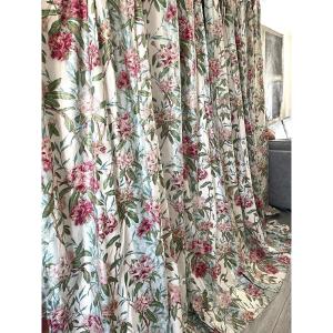 Second Set Of Chintz Curtains Printed With Rhododendrons, Azaleas, And A Monochromatic Color Scheme