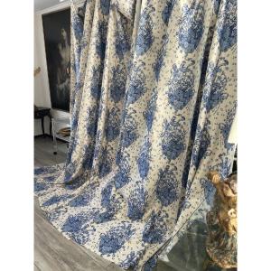  Paire de Rideaux Imprimés harmonie de bleus