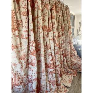 A Pair Of Printed Curtains – Toile De Jouy Style ...246 Cm X 267 Cm