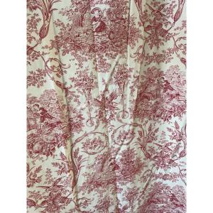 Paire de Rideaux en Toile de Jouy Style Louis XVI – Décor Champêtre Rose et Crème