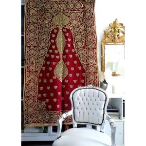 Broderie Tenture Ottomane, Tapis de  Prière    XVIIIème  ,mihrabs , Orientalisme 