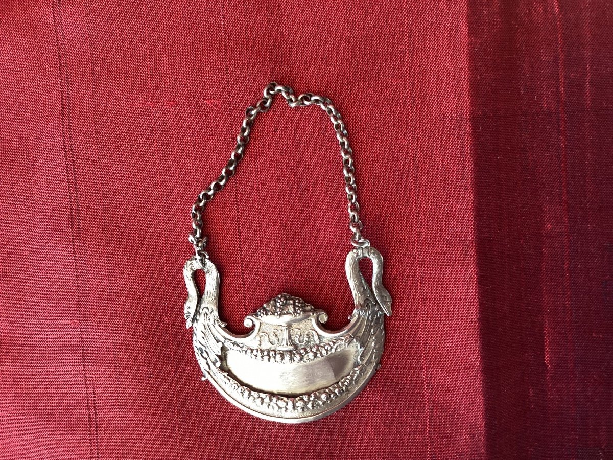 Four Label Holder For Carafon Silver XIX Century-photo-2