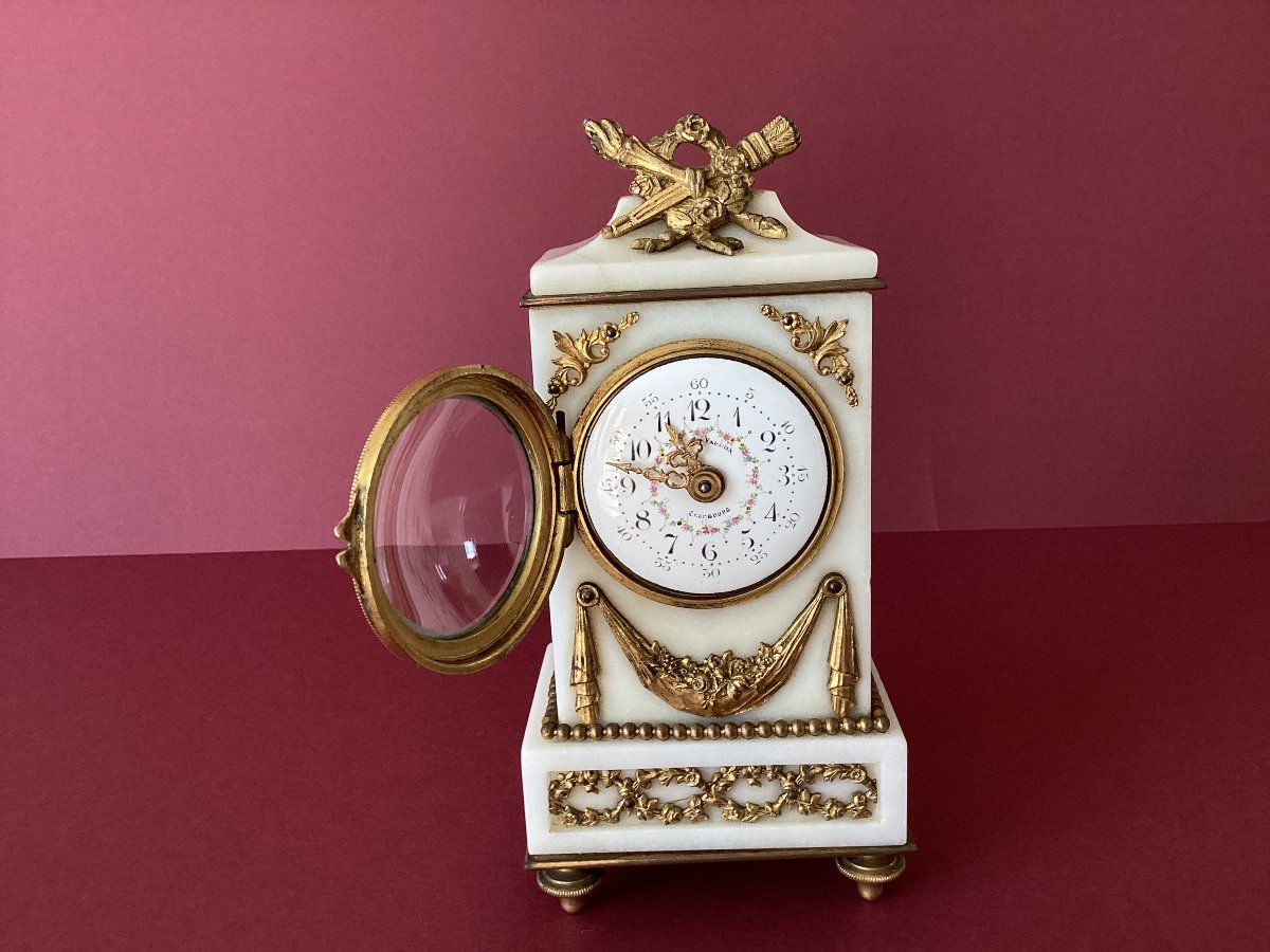 Pendulette En Marbre  Style Louis XVI  Fin XIX Siecle -photo-2