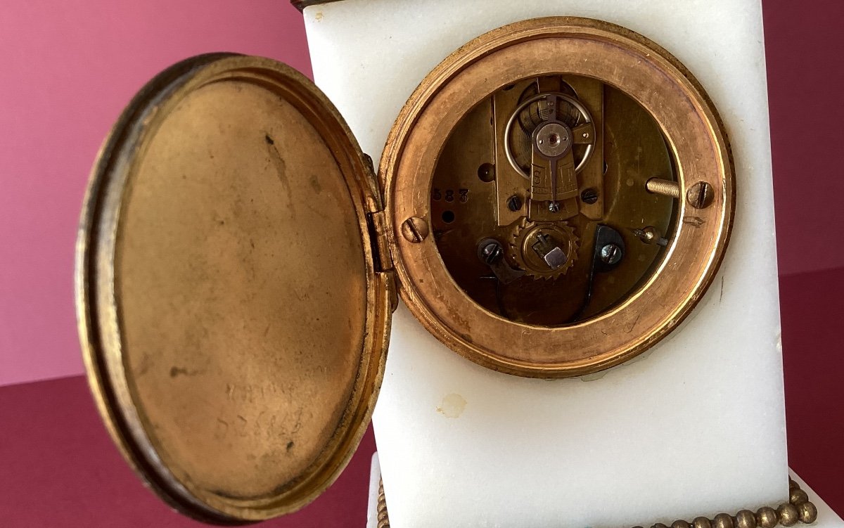 Pendulette En Marbre  Style Louis XVI  Fin XIX Siecle -photo-4