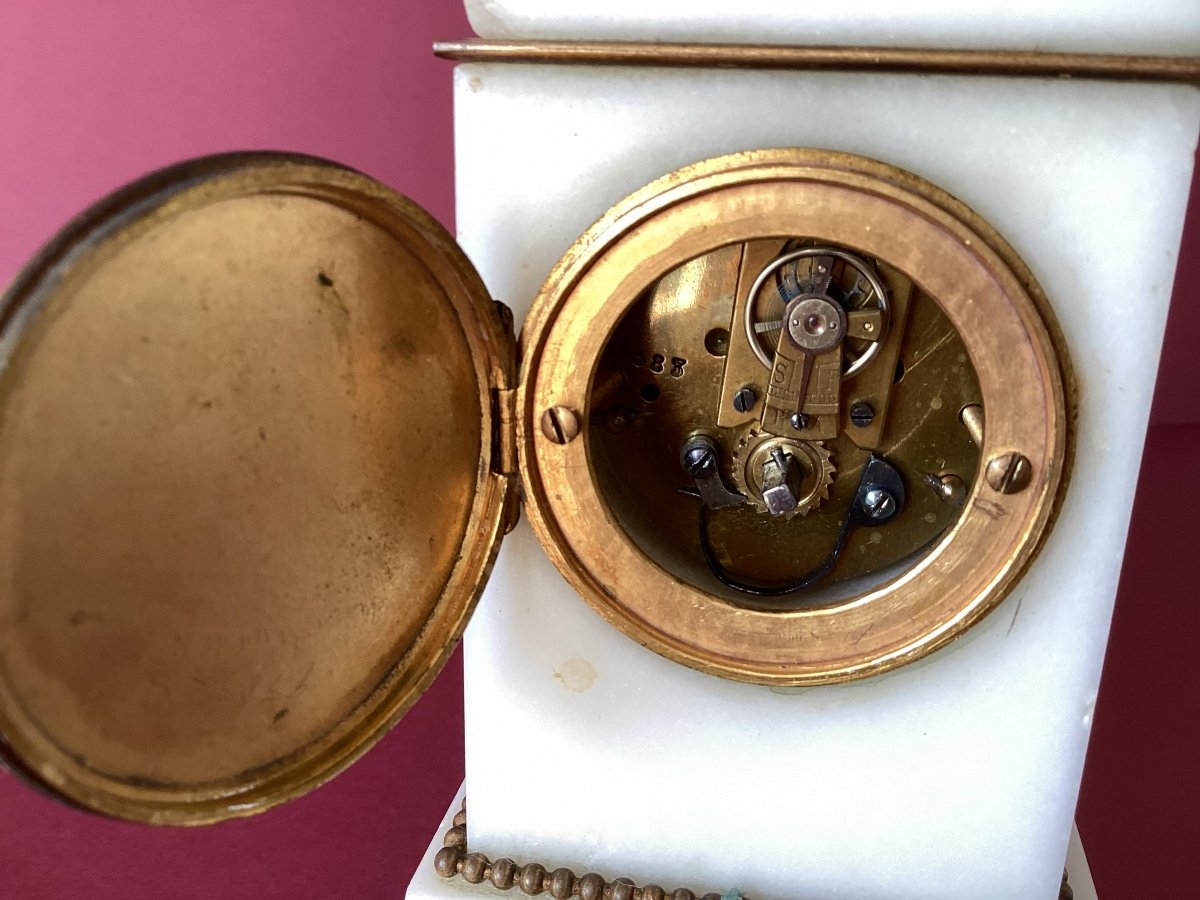 Pendulette En Marbre  Style Louis XVI  Fin XIX Siecle -photo-2