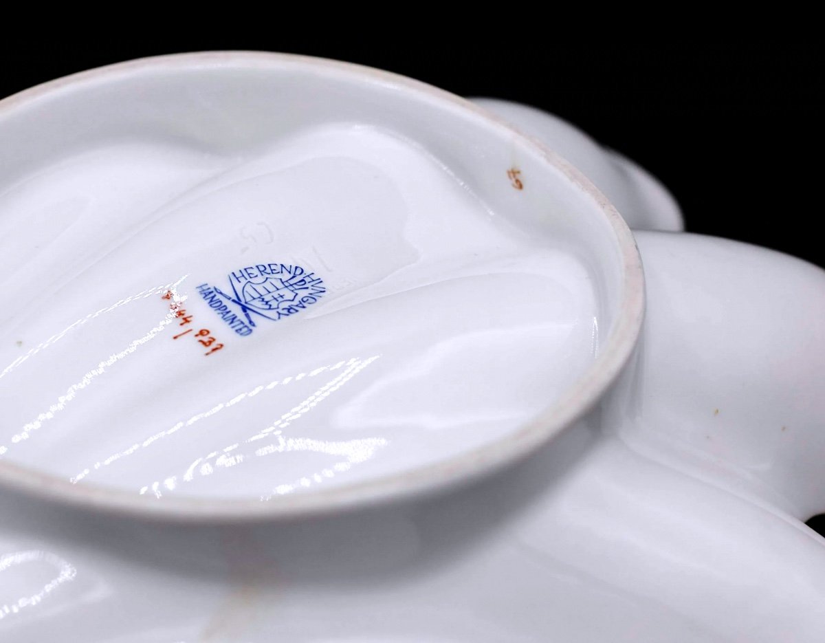 Herend Porcelain Dish Hungary Shell Shape Plate-photo-4