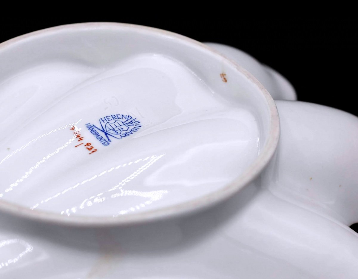 Plat En Porcelaine Herend Hongrie Forme Coquillage assiette-photo-4