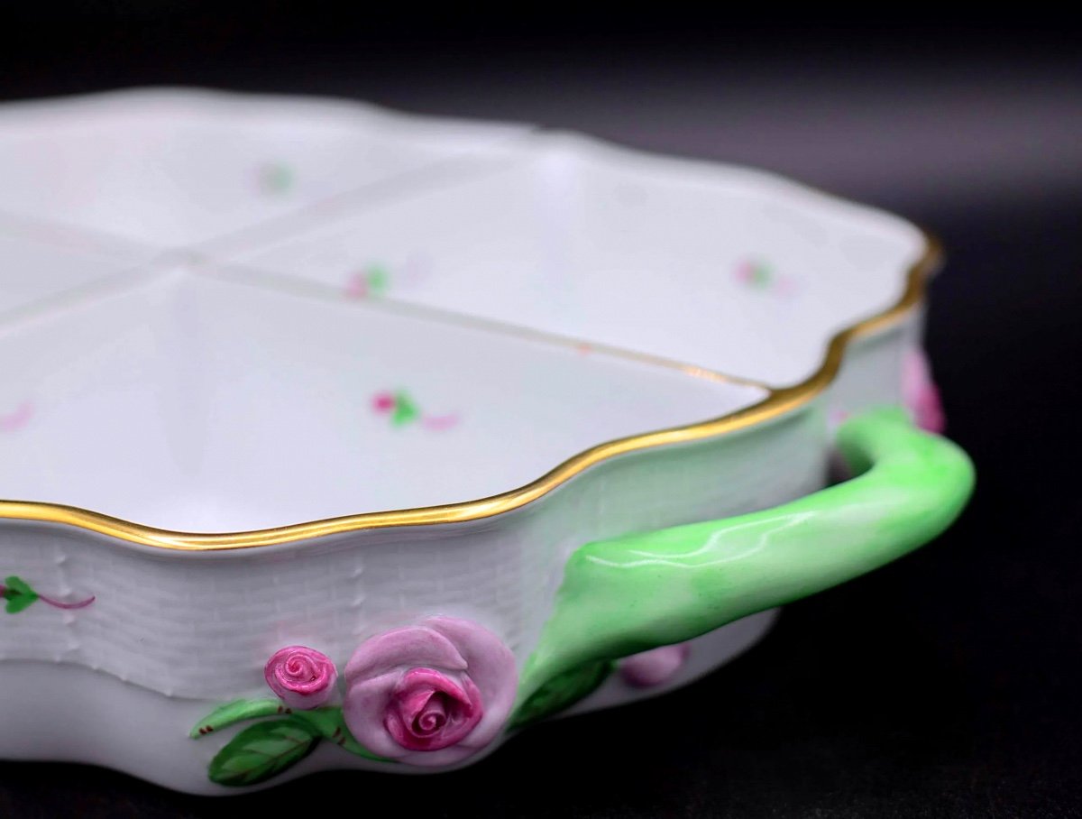 Plateau à Vaisselle Quadruple En Porcelaine Herend.-photo-3