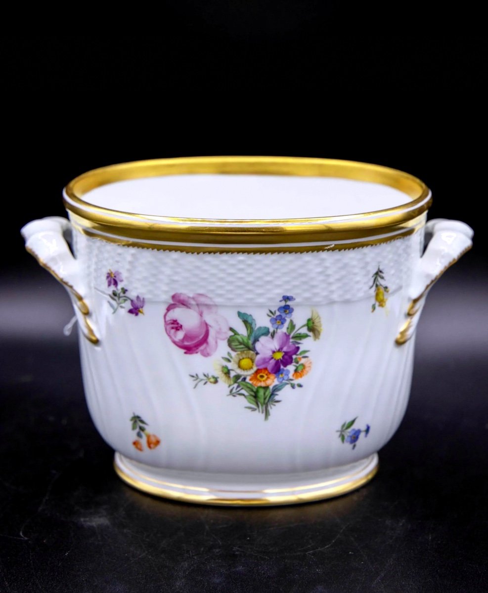 Royal Copenhagen Hand Painted Saxon Flower Porcelain Wine/champagne Cooler.