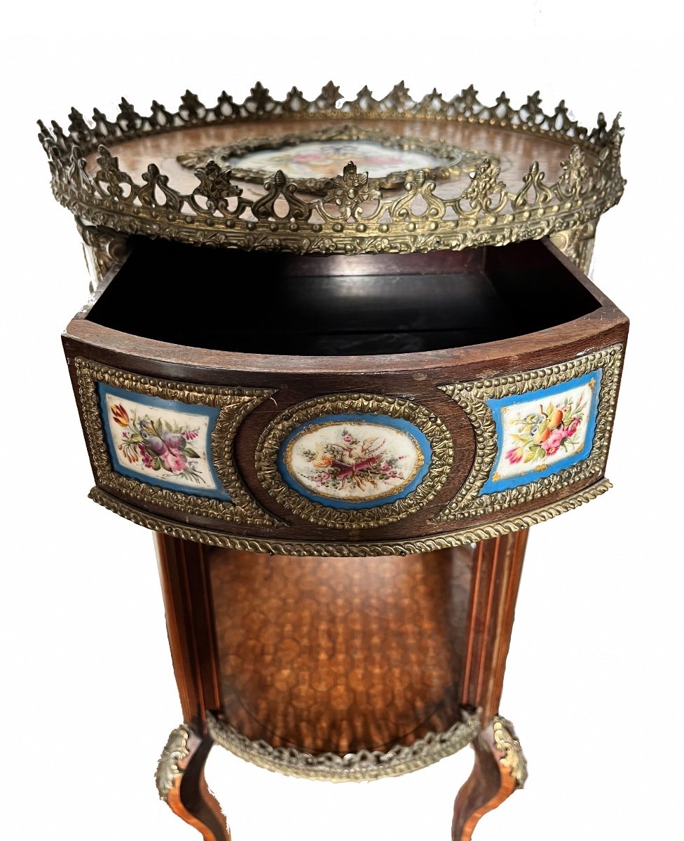 Table Basse Française Antique Avec Plaques De Sèvres Et Décor En Bronze,xix Siecle-photo-2