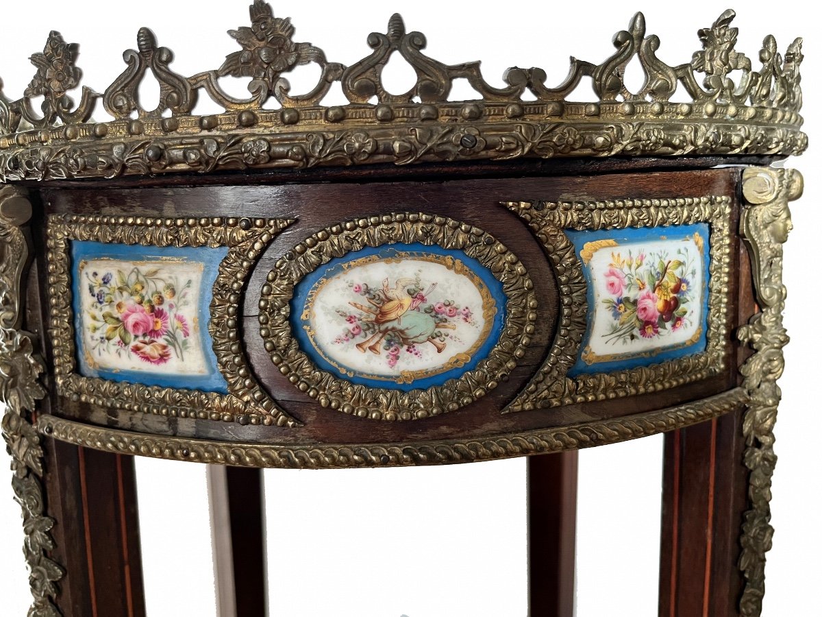 Table Basse Française Antique Avec Plaques De Sèvres Et Décor En Bronze,xix Siecle-photo-4