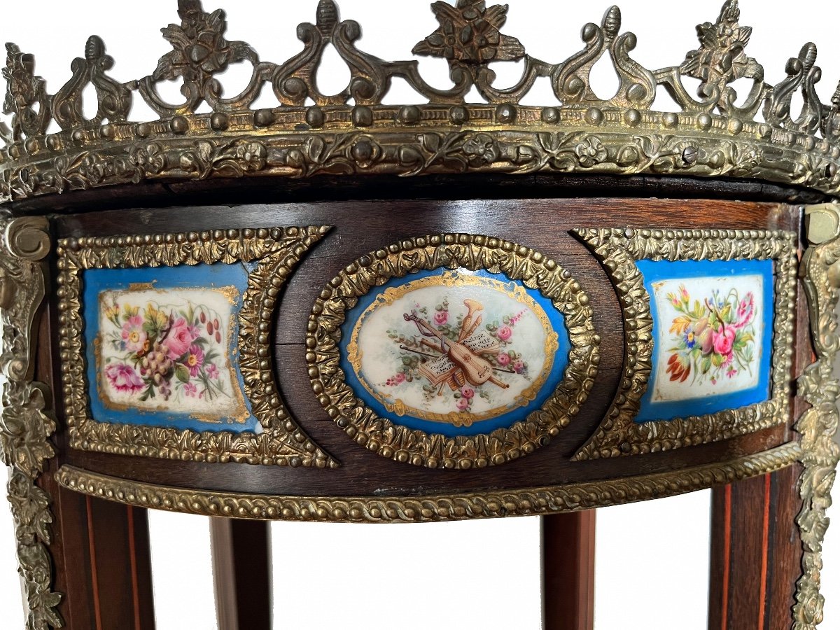 Table Basse Française Antique Avec Plaques De Sèvres Et Décor En Bronze,xix Siecle-photo-5