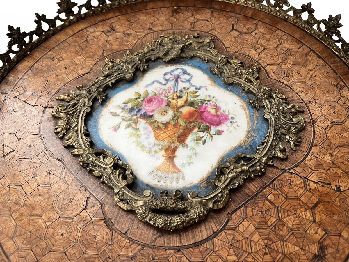 Table Basse Française Antique Avec Plaques De Sèvres Et Décor En Bronze,xix Siecle-photo-6