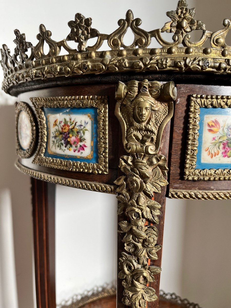 Table Basse Française Antique Avec Plaques De Sèvres Et Décor En Bronze,xix Siecle-photo-7