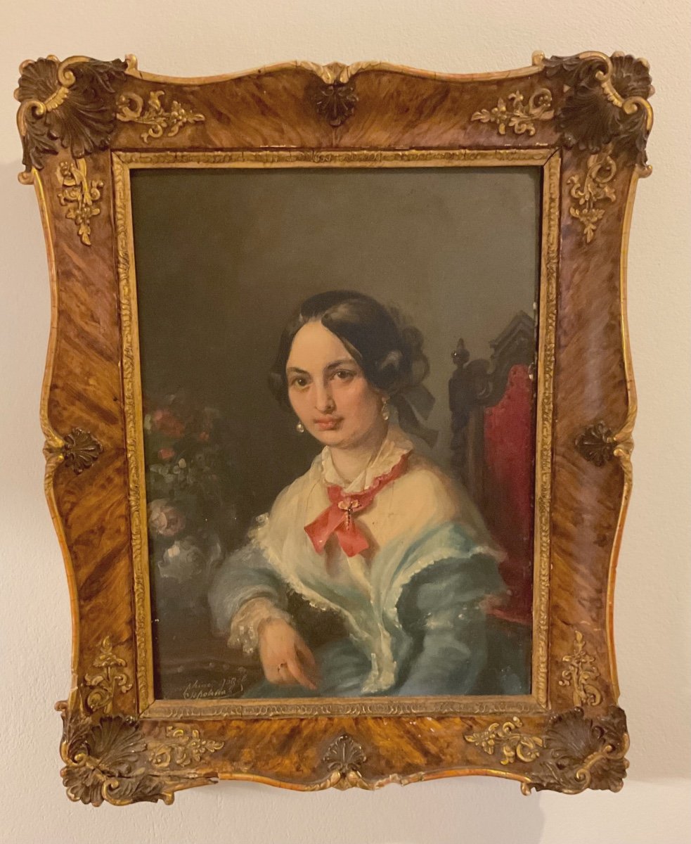 Biedermeier Peinture Huile Sur Toile De Josephine Götzel-sepolina,xix Siecle-photo-2