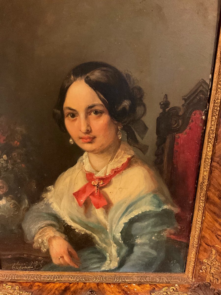 Biedermeier Painting Oil On Canvas By Josephine Götzel-sepolina-photo-4