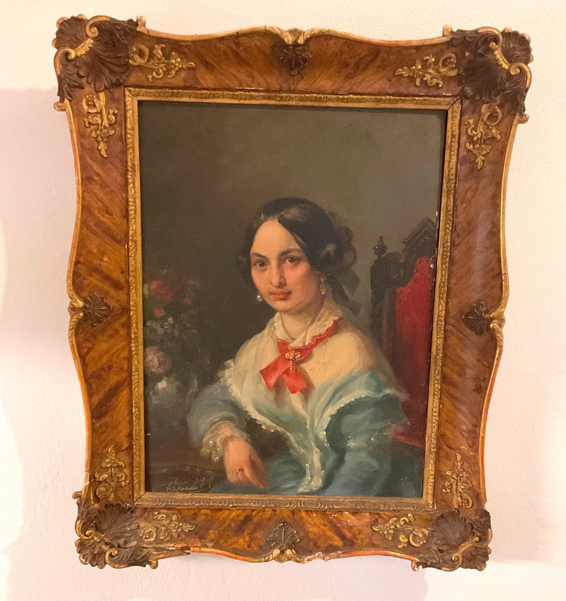 Biedermeier Painting Oil On Canvas By Josephine Götzel-sepolina