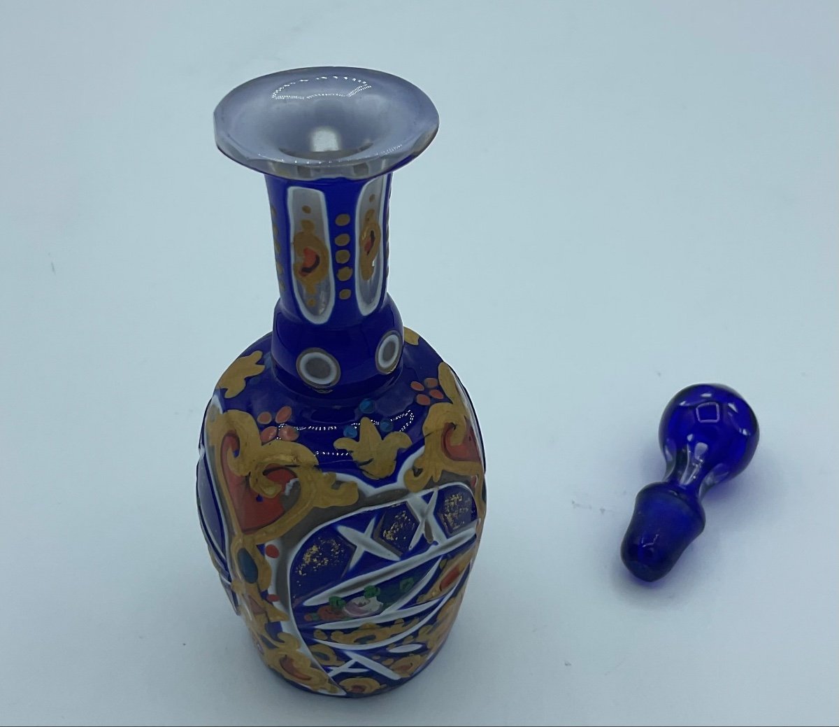 Antique Bohemian Enamel Perfume Bottle For Ottoman Market, Arabic-photo-6