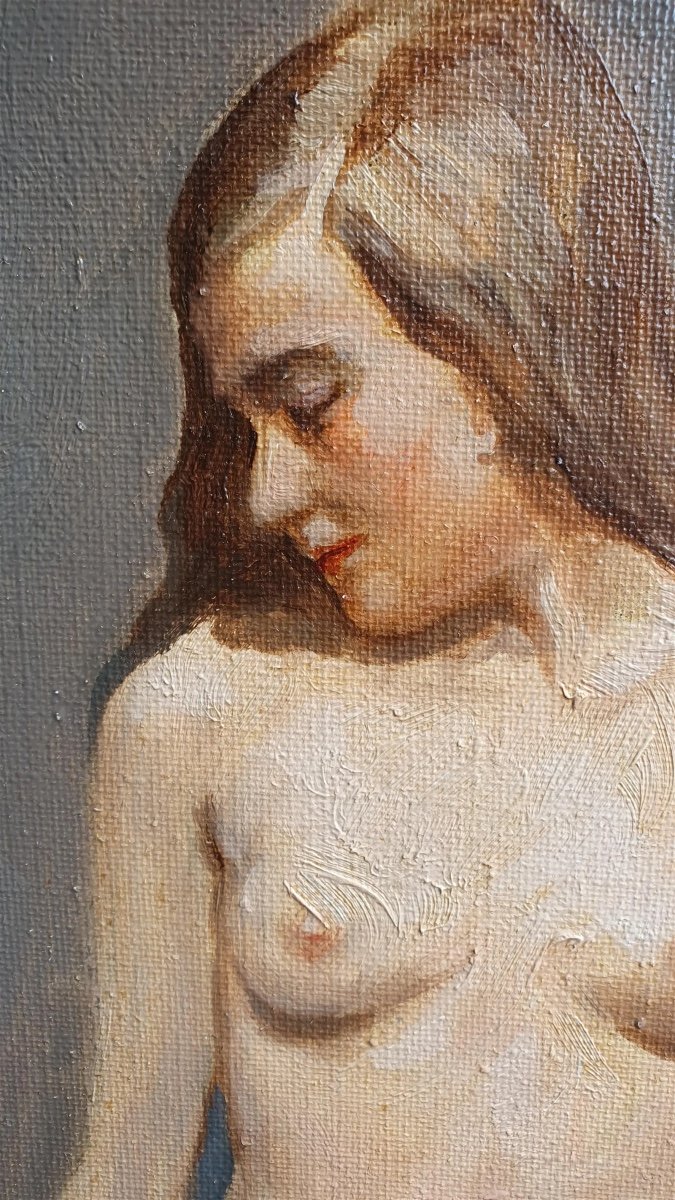 Orientalist Painting Oil On Canvas Representing A Naked Woman Offered For Sale By Moor-photo-2