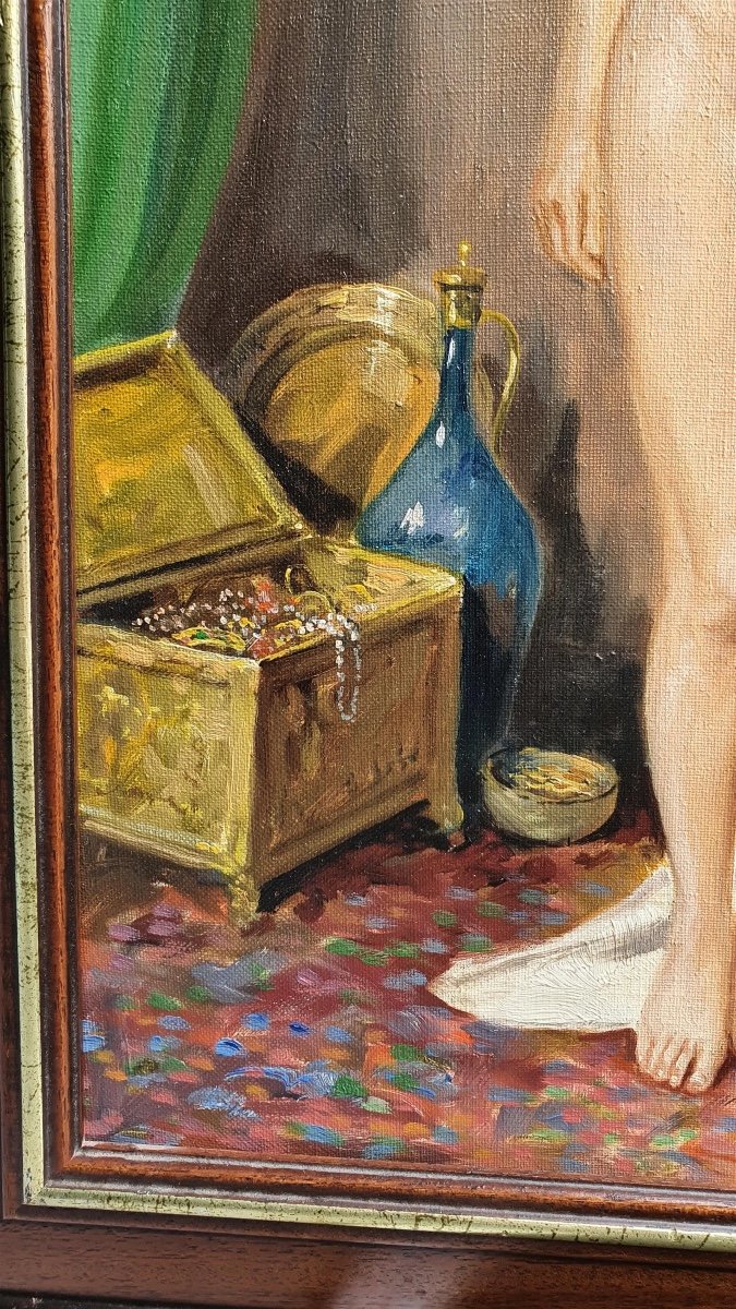 Orientalist Painting Oil On Canvas Representing A Naked Woman Offered For Sale By Moor-photo-5
