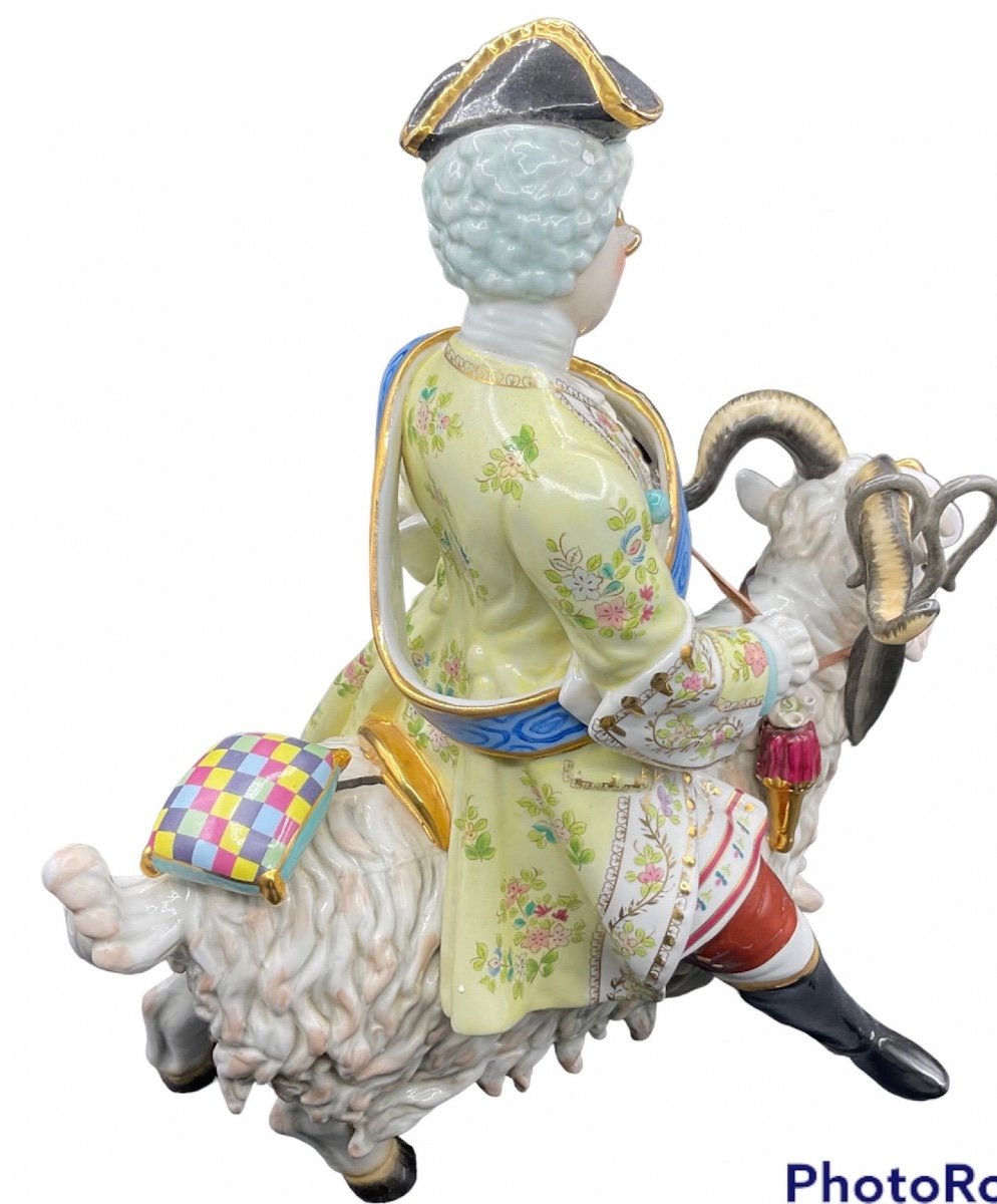 Fabulous Capodimonte Porcelain Group Of Count Bruhl''s "tailor On A Goat",huge-photo-3