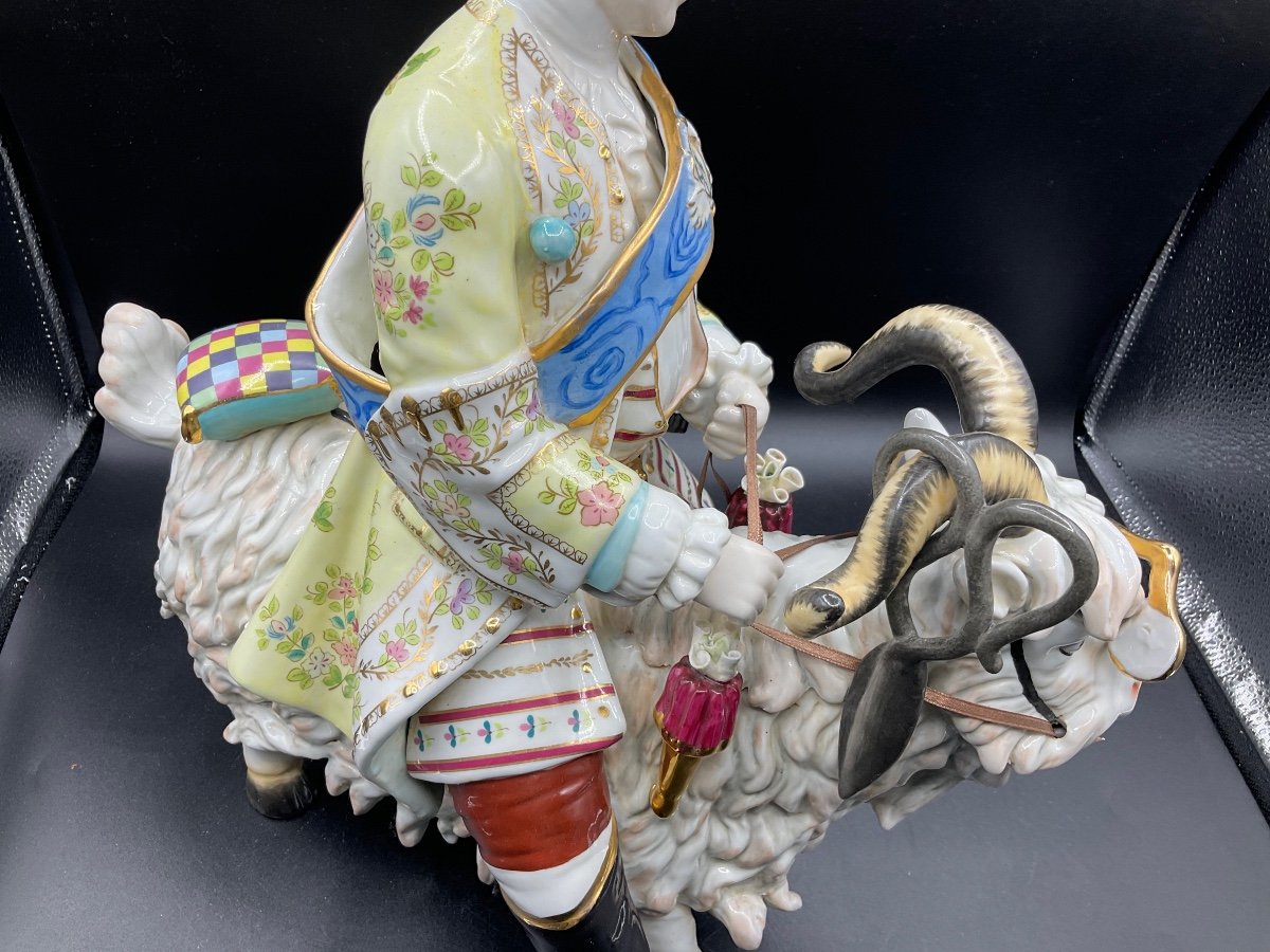 Fabulous Capodimonte Porcelain Group Of Count Bruhl''s "tailor On A Goat",huge-photo-5