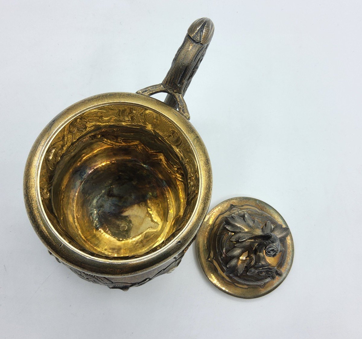Grand Gobelet Couvert d'Argent Antique Russe Du 19ème Siècle-photo-1