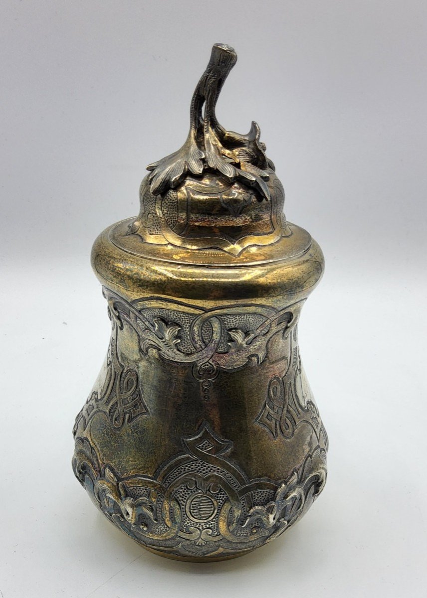 Grand Gobelet Couvert d'Argent Antique Russe Du 19ème Siècle-photo-8