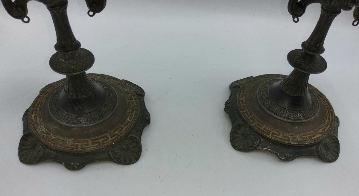 Pair Of Antique Bronze Tazza With Porcelain Plaques,grand Tour-photo-5