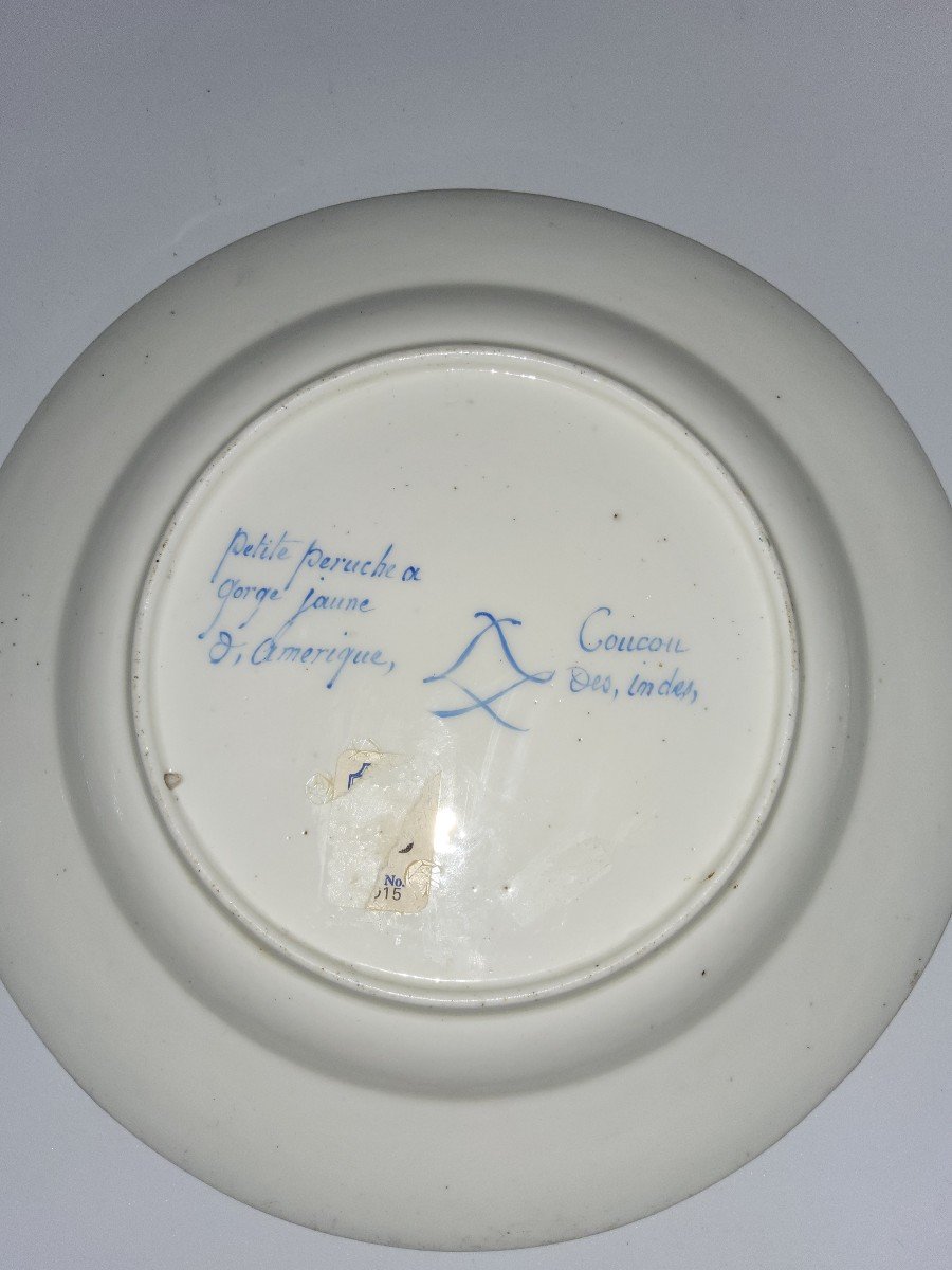 Vincennes Sevres Porcelain Plate Partridge Eye Pattern Painted With Exotic Birds-photo-2
