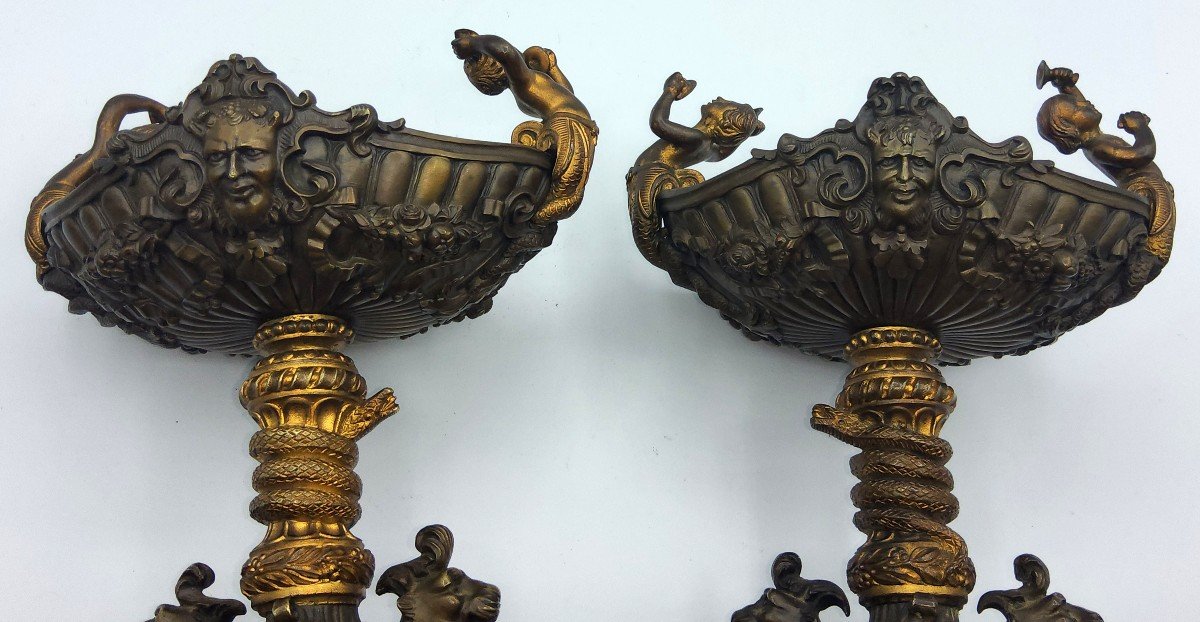 Pair Of Antique French Btonze Tazza By Henri Picard,marked-photo-6