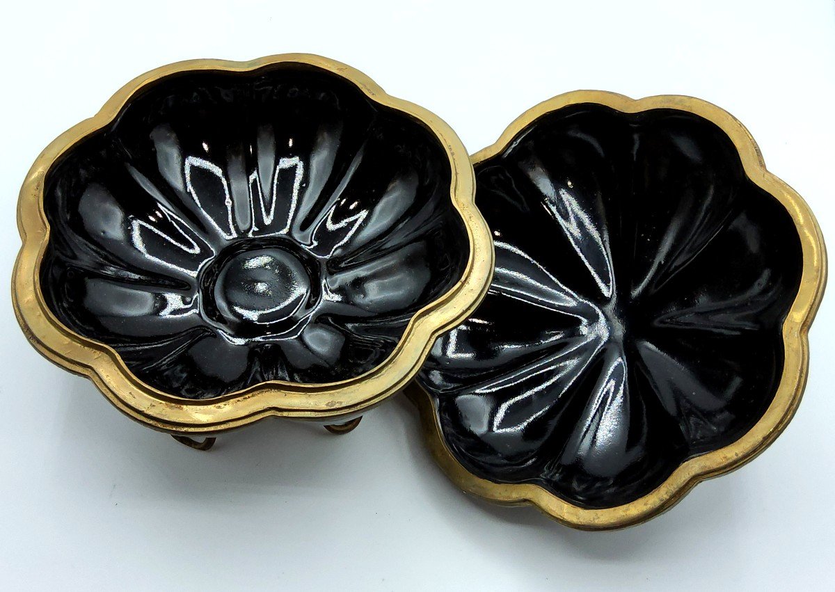 Grand Bonbonnière En Porcelaine Noir-photo-3