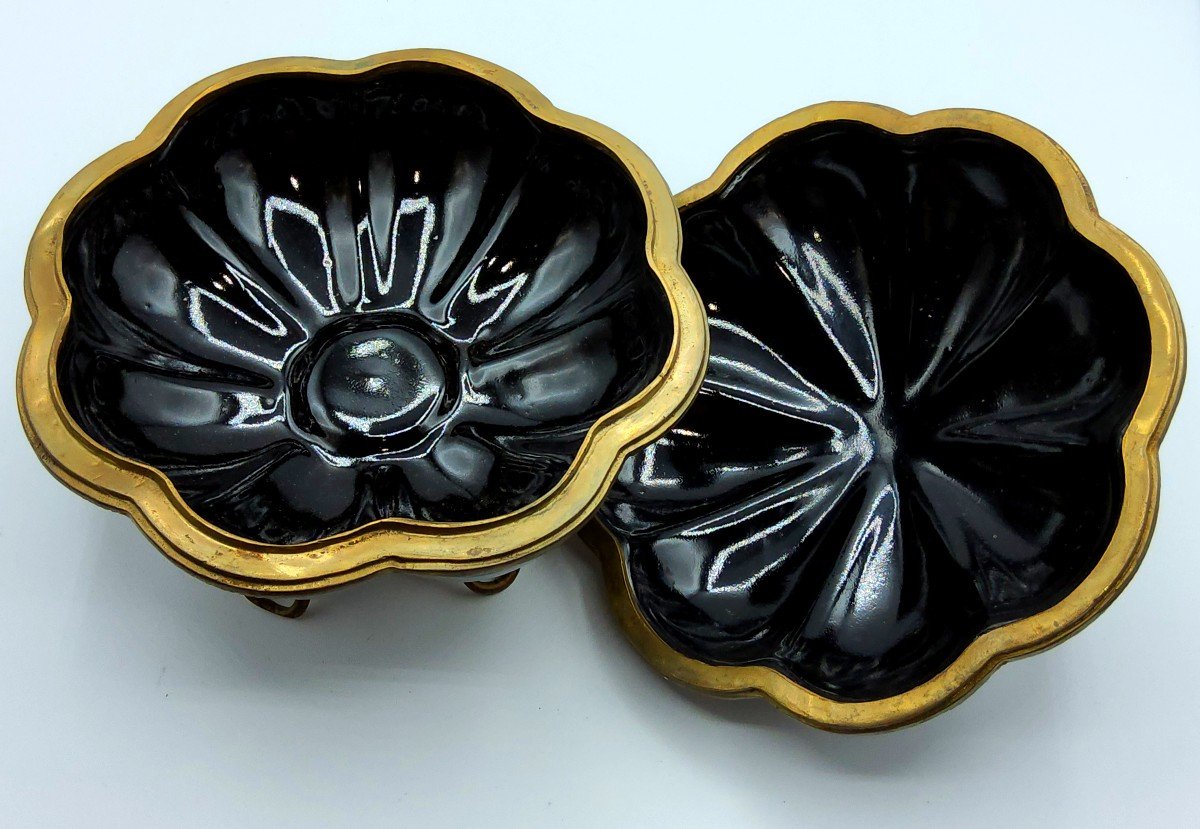 Grand Bonbonnière En Porcelaine Noir-photo-3