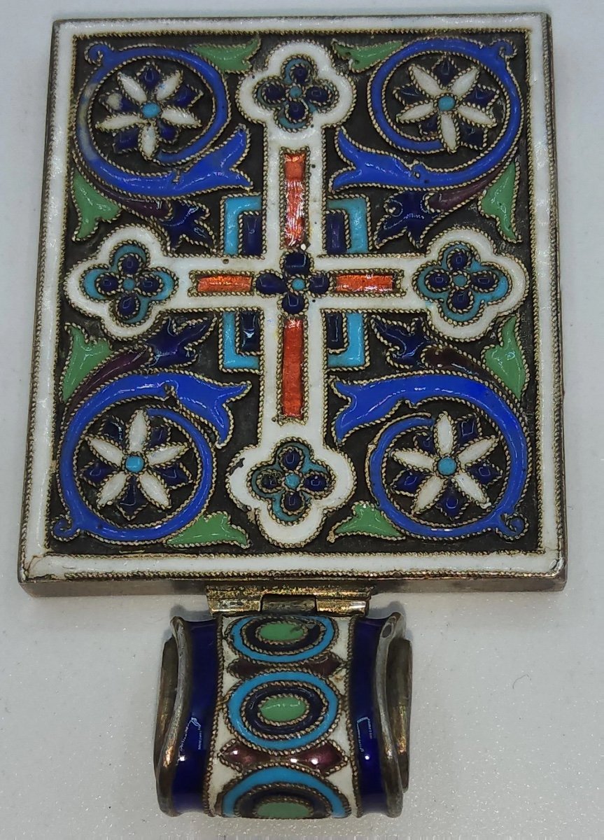 Pendentif Icône Exclusif En Argent Impérial Russe En Plein émail De Saint-archange Raphaël.-photo-1