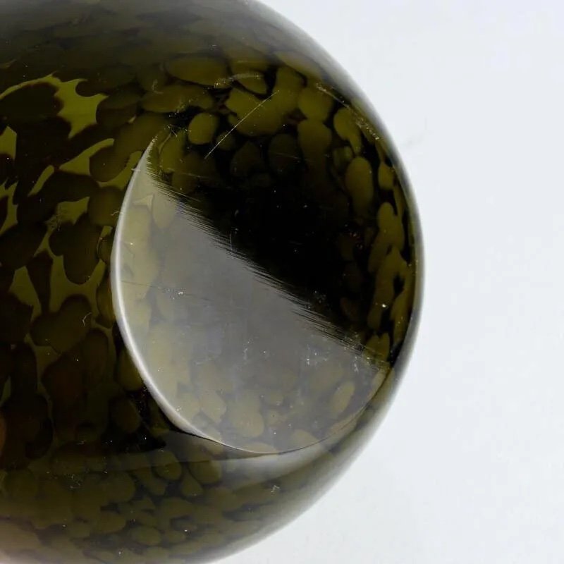 Murano Glass Pear Shaped Covered Bowl Cenedese Glass In Khaki Green-photo-2