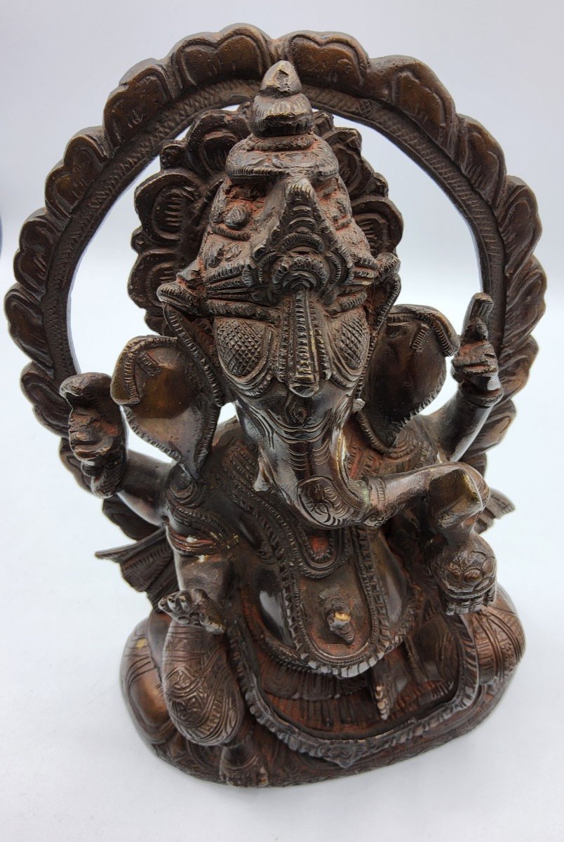 Sculpture De Dieu Bouddha éléphant, Ganesh En Bronze-photo-3