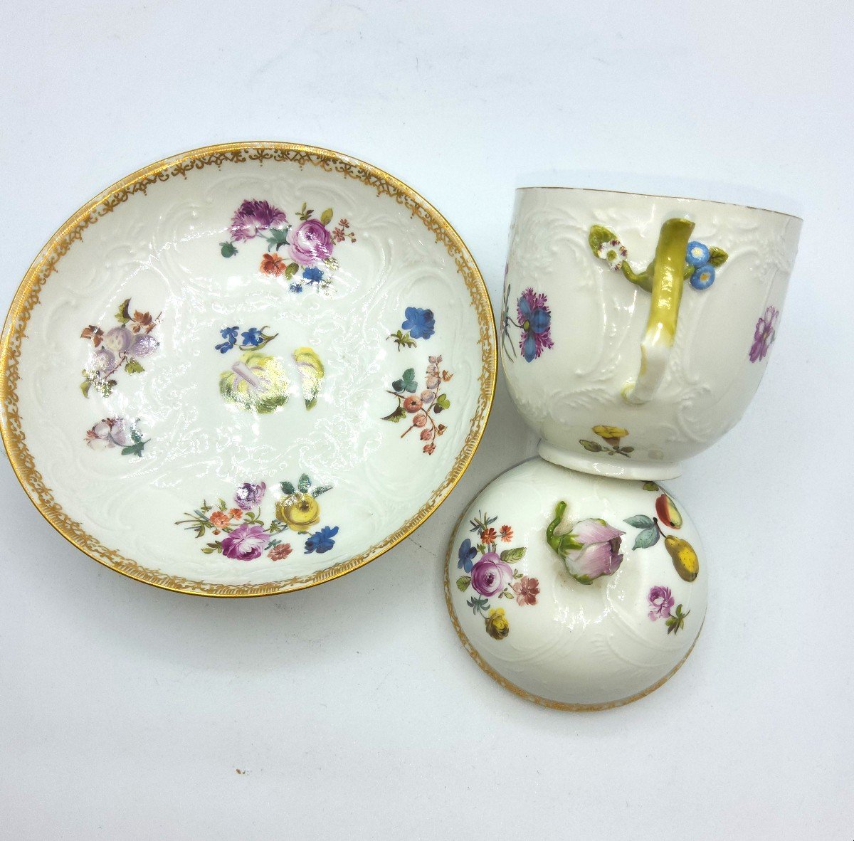 Tasse à Chocolat tasse Et Soucoupe En Porcelaine De Meissen, 1740-1760-photo-3