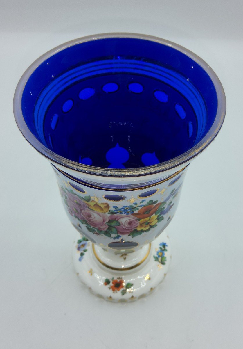Antique Bohemian Glass Overlay Vase-photo-4