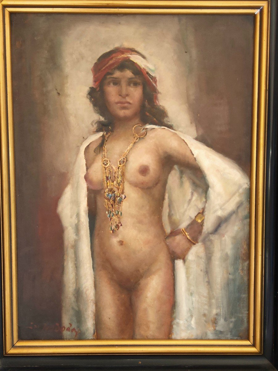 Josef Svoboda Peinture Orientaliste De Femme Algérienne,grande.Tableaux Orientaliste -photo-4