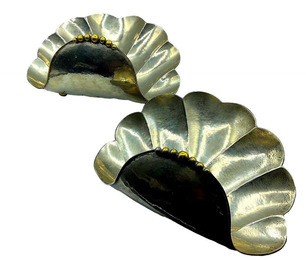 Pair Of Art Deco Shell Shaped Large Centrepiece -photo-3