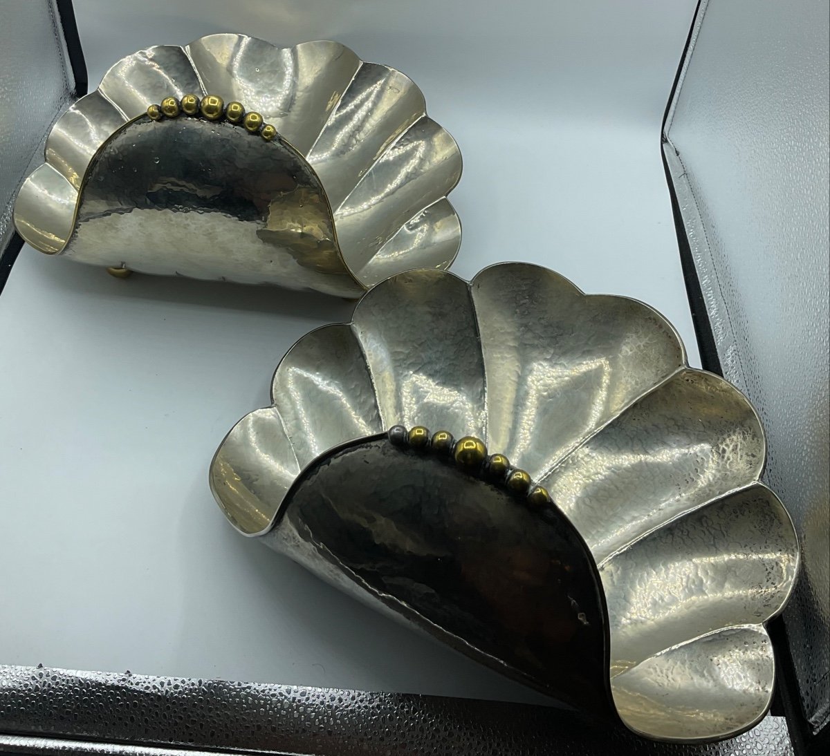 Pair Of Art Deco Shell Shaped Large Centrepiece -photo-7