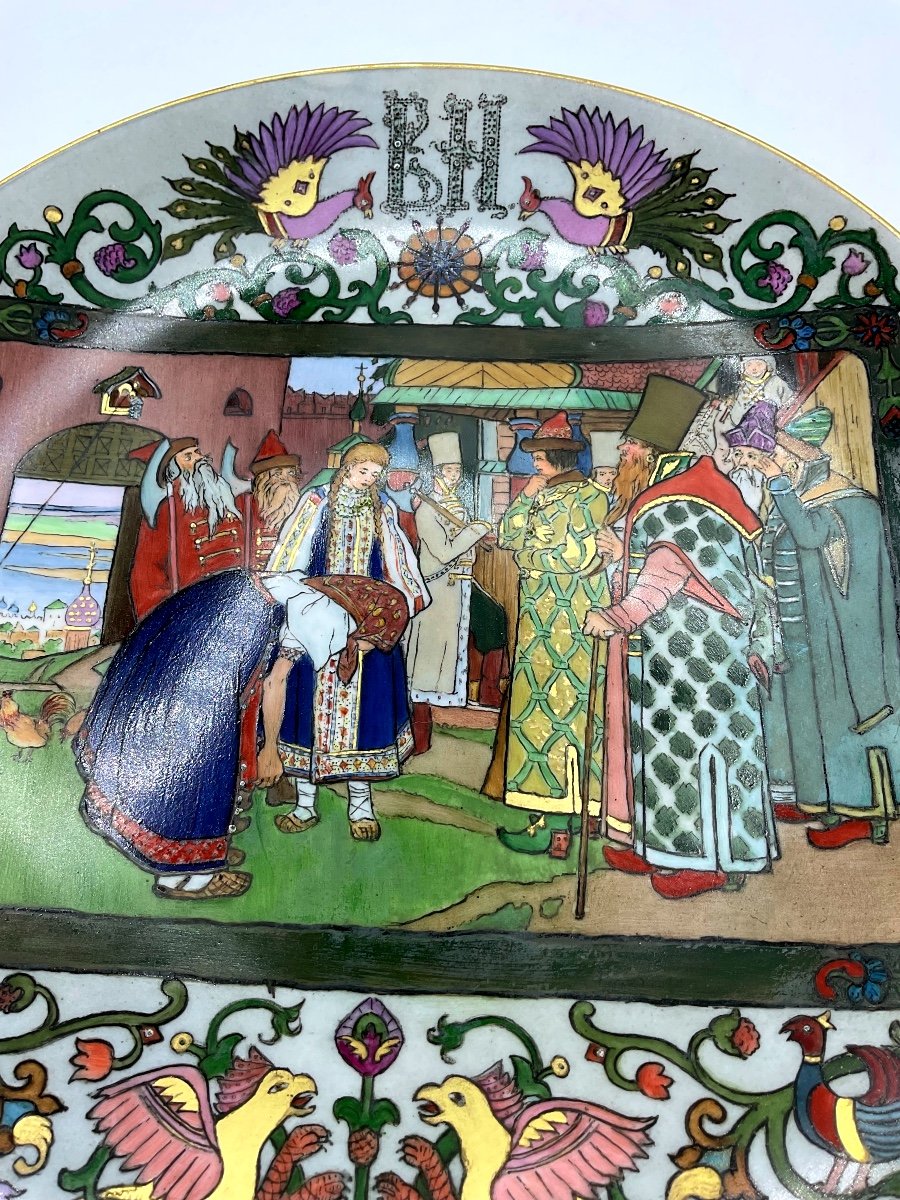 Russian Antique Porcelain Decorative Plate,ivan Bilibin.scene From Alexander Pushkin Fairytale -photo-5