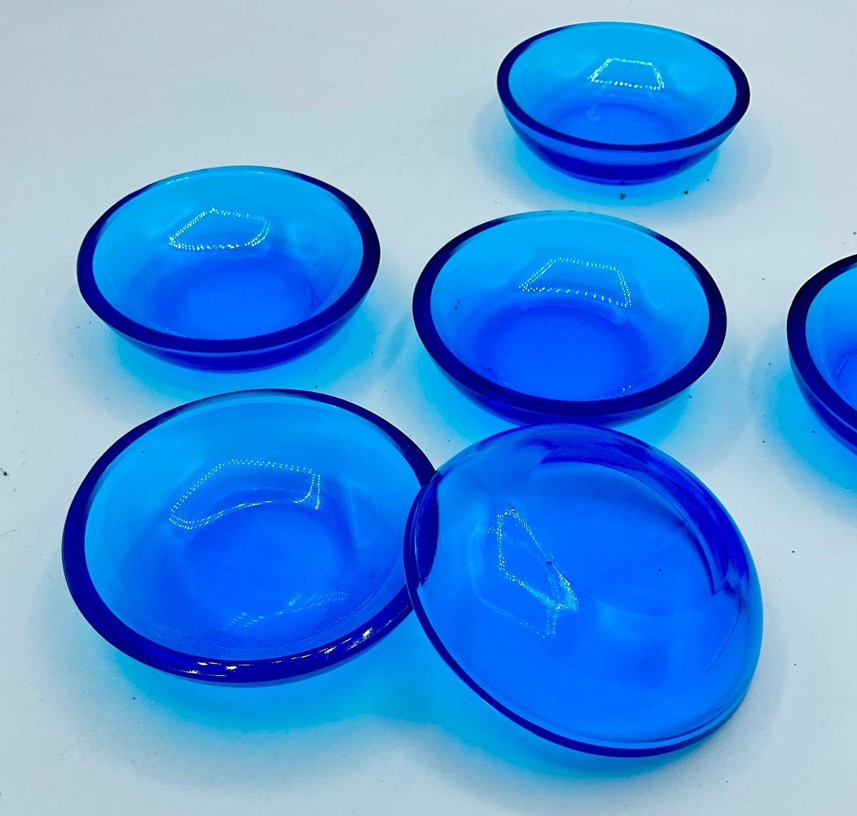 Morano Glass Dishes,set Of 6 In Dark Blue Sapphire Colour -photo-4