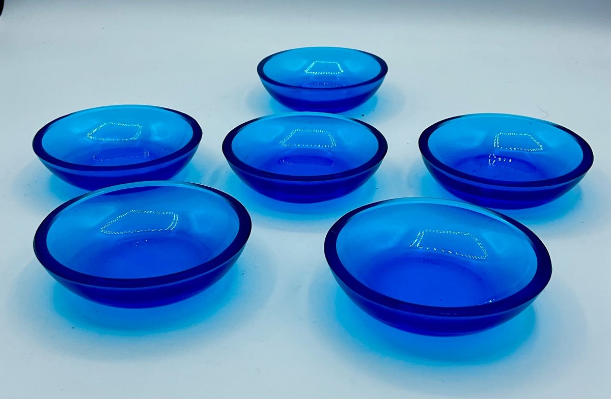 Morano Glass Dishes,set Of 6 In Dark Blue Sapphire Colour -photo-1