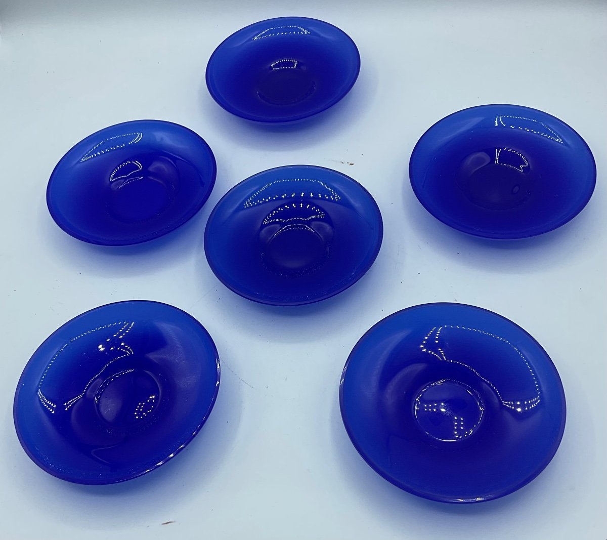 Ensemble De Petits Plats En Verre Opaline De Murano De Couleur Bleu 6-photo-2