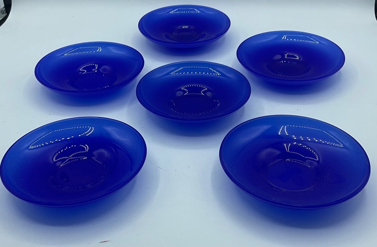 Ensemble De Petits Plats En Verre Opaline De Murano De Couleur Bleu 6-photo-3