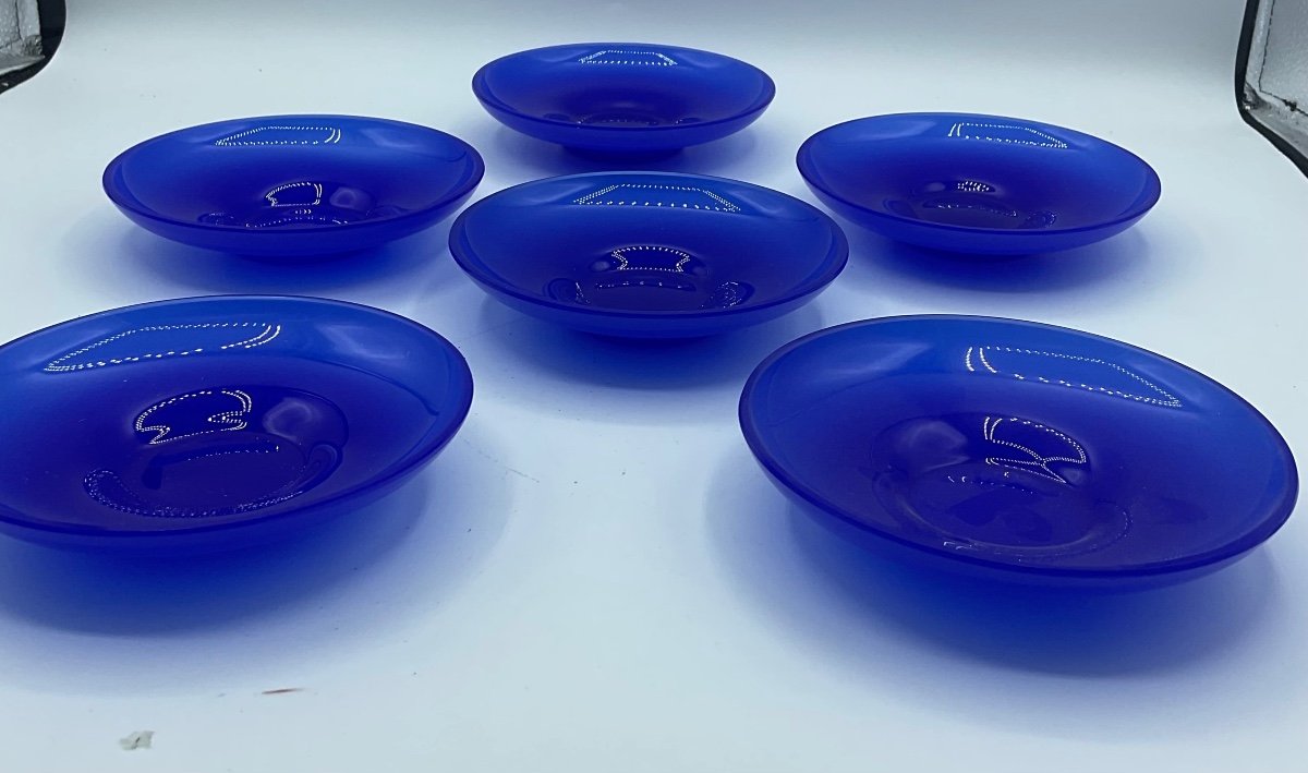 Ensemble De Petits Plats En Verre Opaline De Murano De Couleur Bleu 6-photo-5