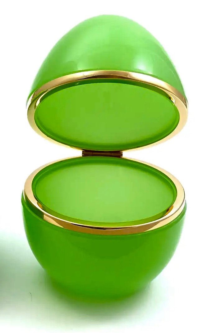 Wonderful Murano Opaline Glass Box Egg Shaped,perfect Condition -photo-3